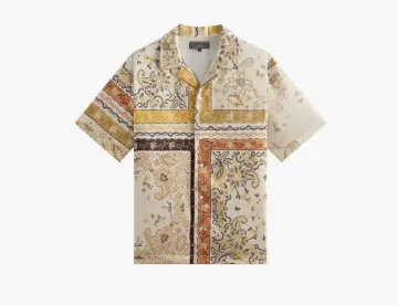 Kith Panelled Bandana Thompson Camp Collar Shirt Sandrift