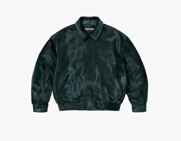 Supreme Ponyhair Varsity Jacket Green
