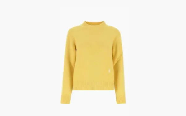 Sporty & Rich Embroidered Logo Crew Neck Wool Knit Top Yellow
