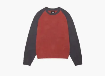 Stussy Colorblocked Raglan Knit Crew Brick