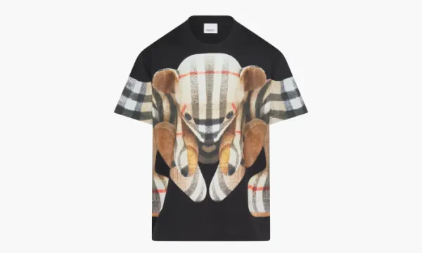 Burberry Thomas Bear Print Cotton Oversized T-shirt Black