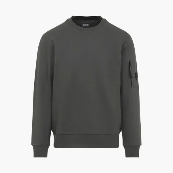 C.P. Company Diagonal Raised Fleece Crewneck Lens Sweatshirt Gunmental - Grey