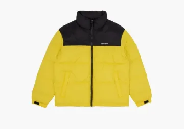 Carhartt WIP Embroidered Quilted Zip-Up Down Puffer Jacket Yellow