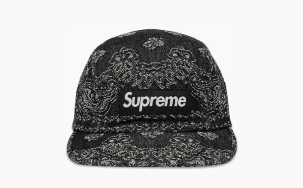Supreme Bandana Jacquard Denim Camp Cap Black
