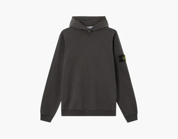Stone Island Malfile Fleece Hooded Sweatshirt Charcoal Grey