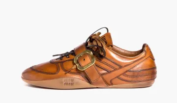 Miu Miu Leather Sneakers With Buckle WMNS Cognac