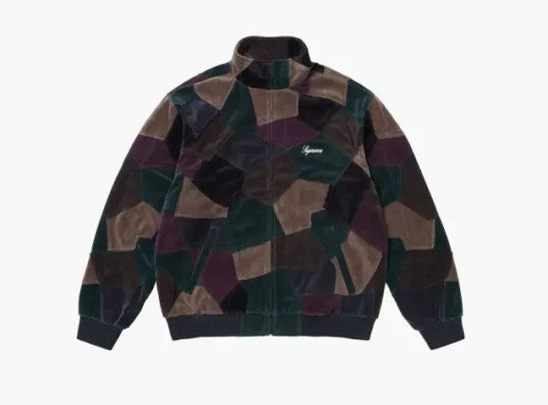 Supreme Patchwork Velour Track Jacket  Dark Navy