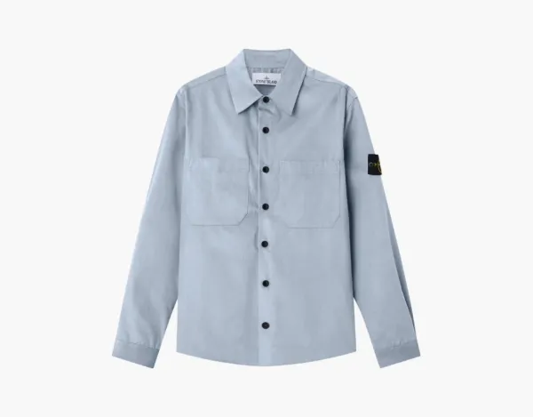 Stone Island Cotton Micro-Corduroy Overshirt Avio Blue