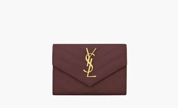 Saint Laurent Cassandre Grain De Poudre Envelope Wallet Small Rouge Legion