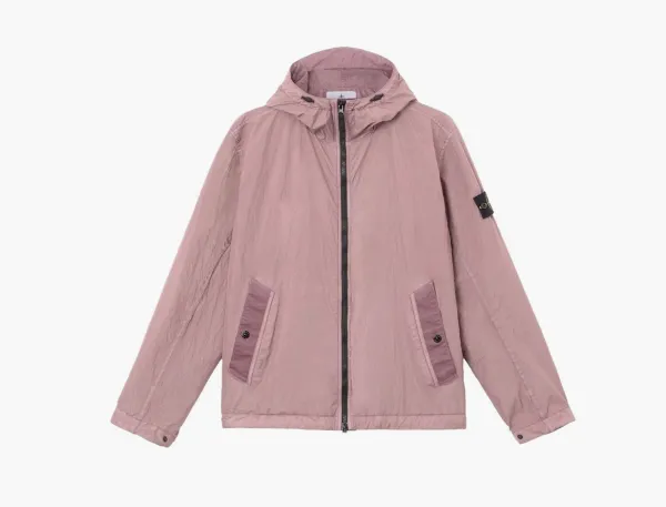 Stone Island Crinkle Reps NY Hooded Jacket Purple Grey