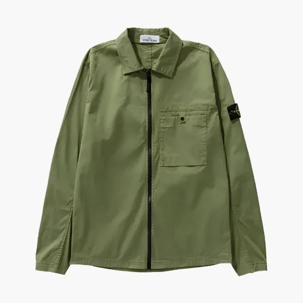 Stone Island Supima Cotton Twill Overshirt Olive