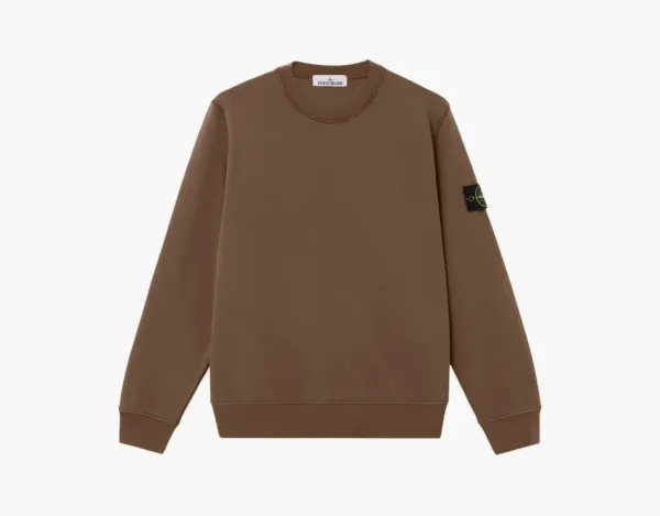 Stone Island Organic Cotton Fleece Crewneck Sweatshirt Umber