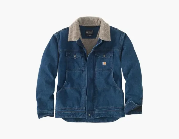 Carhartt 105478 Denim Sherpa-Lined Jacket Relaxed Fit Beech