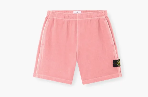 Stone Island Malfile Fleece Jogger Shorts Oleander