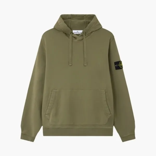 Stone Island Organic Cotton Fleece Hoodie Military Green