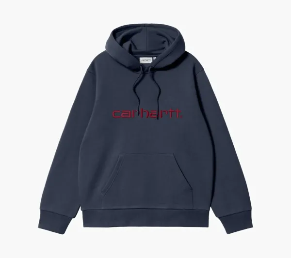 Carhartt WIP Hooded Carhartt Sweatshirt Navy Red