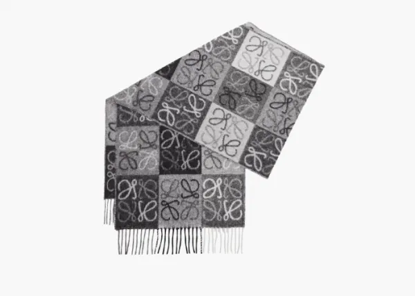 Loewe Scarf In Wool and Cashmere Black/White