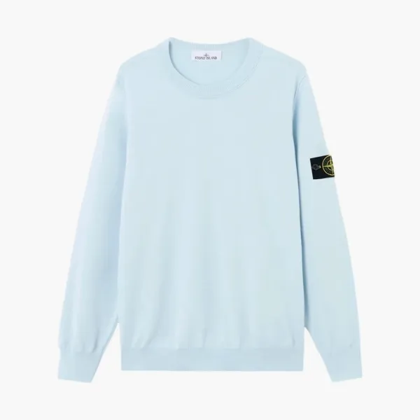 Stone Island Soft Organic Cotton Crewneck Sweater Sky Blue