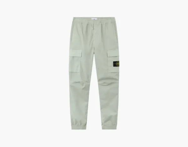 Stone Island Stretch Organic Cotton Twill Cargo Trousers Sage Green