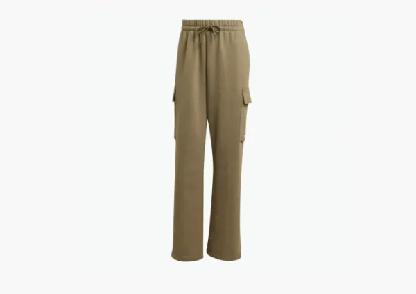 Adidas Essentials Linear Fleece Cargo Pants Olive Strata / White