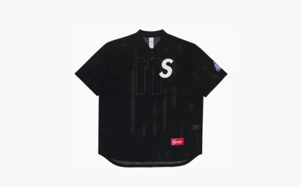 Supreme S Logo Baseball Henley Black