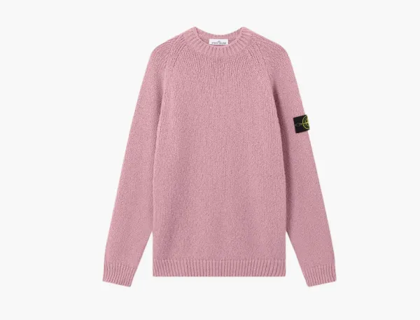 Stone Island Fancy Yarn Mouline Wool Sweater Pink Melange