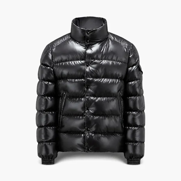 Moncler Stand Collar Down Jacket Glossy Black