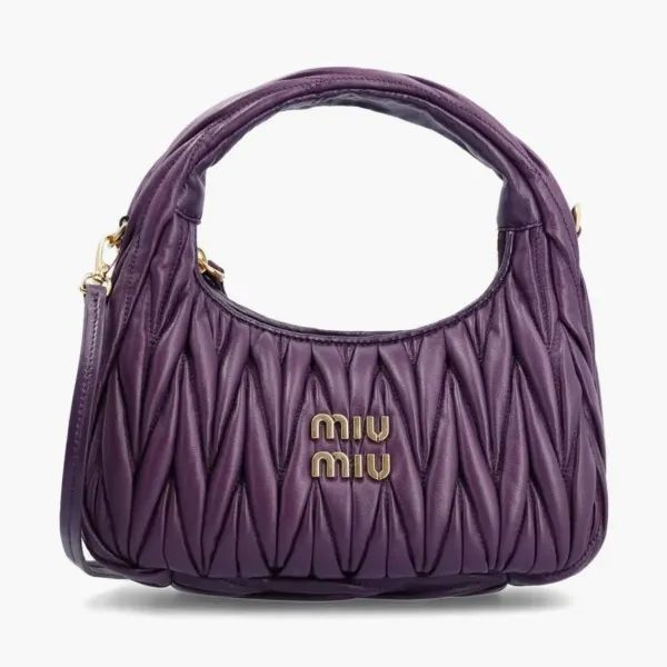 Miu Miu Wander Matelasse Nappa Leather Hobo Bag Violet