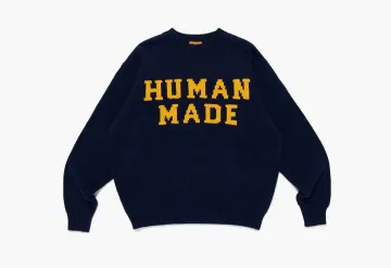 Human Made Polar Bear Crew Neck Knitted Jumper Navy