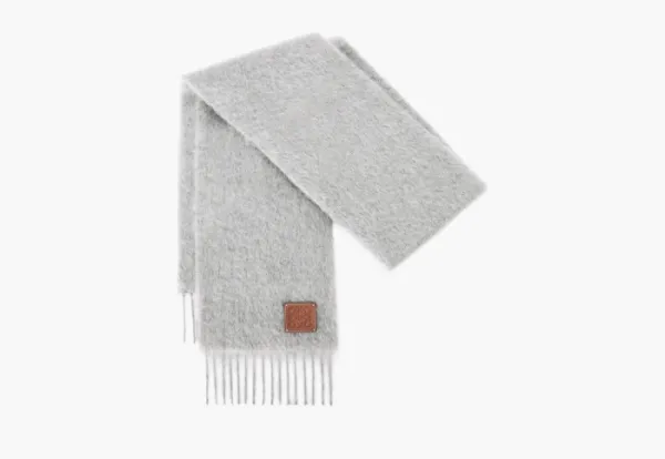 Loewe Scarf In Mohair And Wool Light Grey