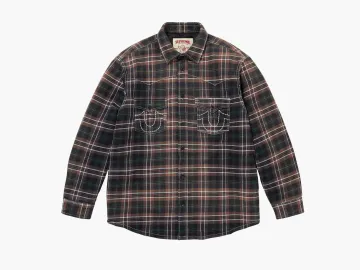 Supreme x True Religion Quilted Lined Plaid Flannel Shirt Black
