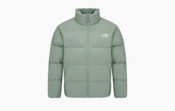 The North Face Logo Stand Collar Long Sleeve With Down Jacket Green