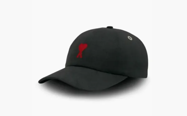 AMI Paris Ami De Coeur Embroidery Cap Black