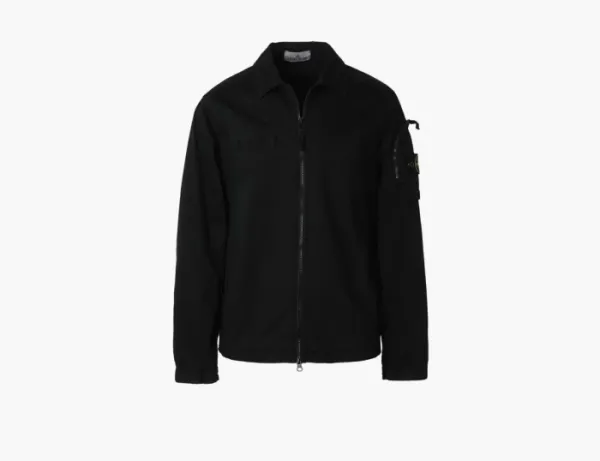Stone Island Overshirt with Zip Fastening Black