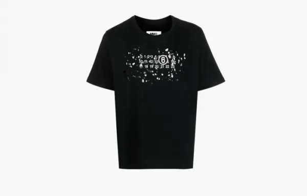 MM6 Maison Margiela Destroyed Logo Print T-Shirt Black