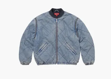 Supreme Zip-Off Sleeve Quilted Bomber Jacket Denim