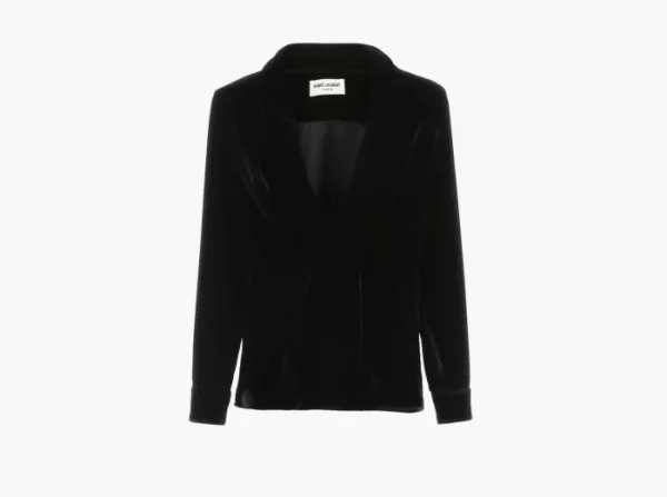 Saint Laurent Velvet Blouse Black