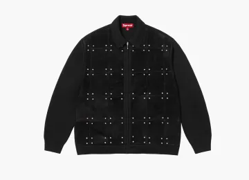 Supreme Studded Suede Zip Up Cardigan Black