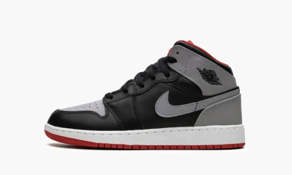 Air Jordan 1 Mid GS Black Grey Red