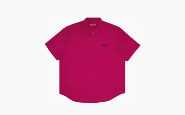 Supreme Rhinestone Pin Up Short-Sleeve Work Shirt Fuchsia
