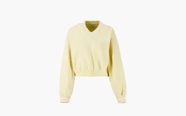 Sporty & Rich Usa Health Club V-Neck Sweatshirt WMNS Almond/White Geel