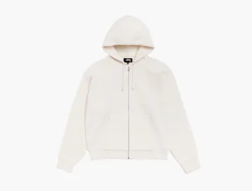 Stussy Textured Zip Hooded Sweater Bone