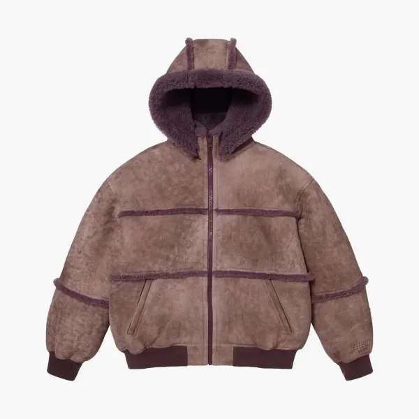 Supreme x MM6 Maison Margiela Hooded Shearling Bomber Jacket Purple