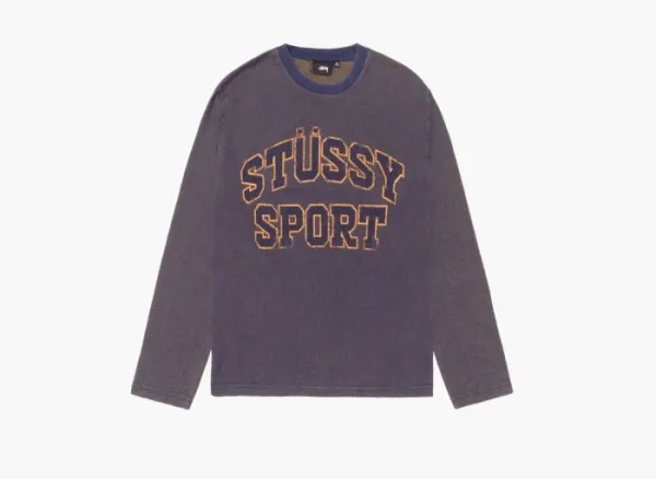 Stussy 2 Tone Cotton Mesh Crew  Navy