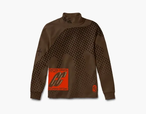 Travis Scott Cactus Jack Halftone Mock Neck Sweatshirt Brown