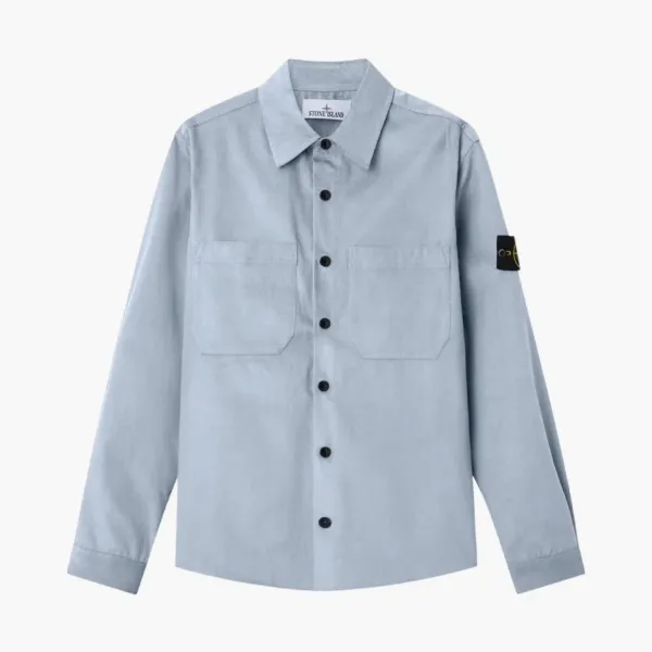 Stone Island Cotton Micro-Corduroy Overshirt Avio Blue