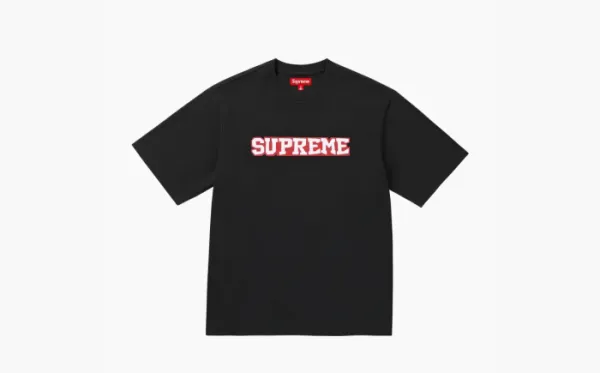 Supreme Satin Appliqué S/S Top Black