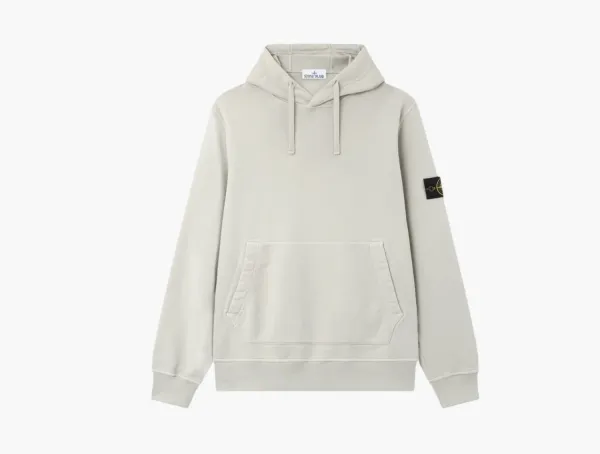Stone Island Organic Cotton Fleece Hoodie Pearl Grey