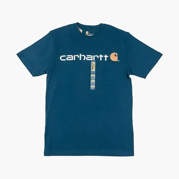 Carhartt Vertical Logo T-Shirt Teal Blue