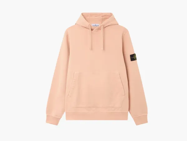 Stone Island Organic Cotton Fleece Hoodie Plaster Pink